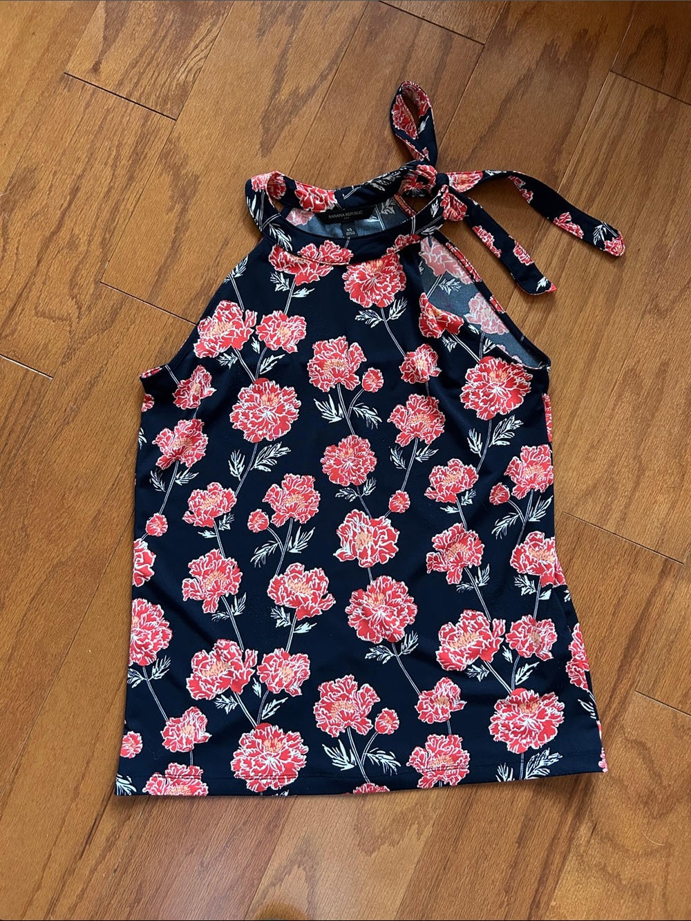 Banana Republic Navy Top with Red Floral Print